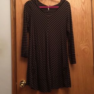 Olive green and black striped tunic